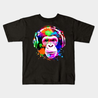 Headphones On Chimp Kids T-Shirt